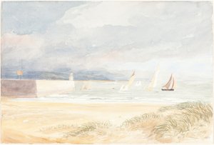 Strandscen med segelbåtar Portland, Dorset, 18221839.