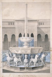 Fountain in the Court of the Lions, Alhambra, från The Arabian Antiquities of Spain, publicerad 1815 (handfärgad gravyr)