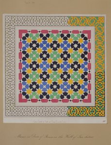 Mosaik i dado i en nisch i de två systrarnas sal, Alhambra, från "The Arabian Antiquities of Spain", publicerad 1812.