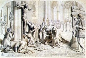 An incident in the Life of Saint Elizabeth of Hungary - Compositional Study, 1850 av James Collinson