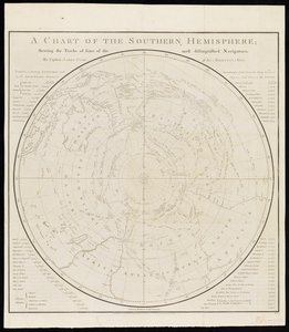 En karta över södra halvklotet; som visar spåren efter några av de mest framstående navigatörerna, av kapten James Cook, från Hans Majestäts flotta