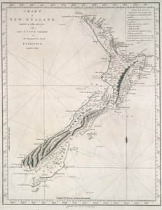 Karta över Nya Zeeland, utforskat 1769 och 1770 av löjtnant J.Cook, befälhavare på Hans Majestäts Bark Endeavour av James Cook