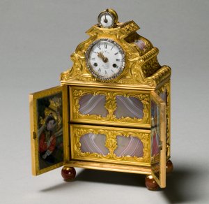 Miniatyrskåp med klocka, c.1770-75 av James Cox