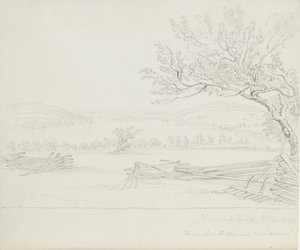 Derwent Lake från Mr. W. Mains Residence, 1843 (grafit på krämvävt papper) av James David Smillie