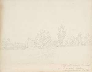 Mr. Mains House på Derwent Lake, Susquehanna Co. Pa., 1843 (grafit på krämvävt papper) av James David Smillie