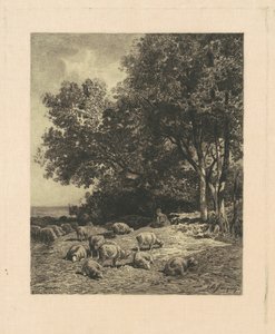 Landskap med får av James David Smillie, after Charles Émile Jacque