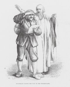 Evangelist visar vägen till Wicket-gate (gravyr) av James Dawson Watson