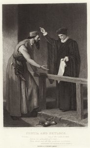 Portia och Shylock, Venedigs köpman, akt IV, scen I