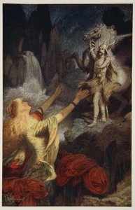 Hundingsbanes återvänder till Valhal, illustration från "Teutonic Myths and Legends" av Donald A. Makenzie, 1890