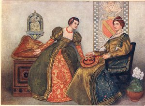 Portia och Nerissa, illustration från "The Merchant of Venice", c.1910