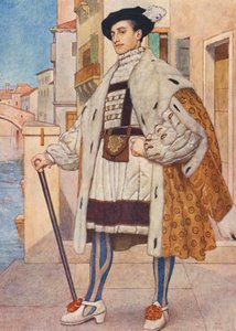 Shakespeares Köpmannen i Venedig: Bassanio (färglitografi)