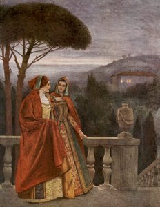 Shakespeares Köpmannen i Venedig: Portia och Nerissa (färglitografi) av James Dromgole Linton