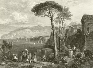 Slätten och bukten i Sorrento, Italien av James Duffield Harding