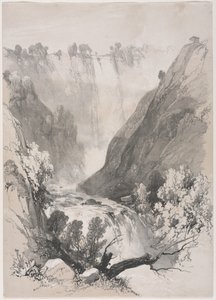 Sketcher hemma och utomlands: Falls of Terni av James Duffield Harding