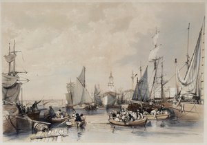 Londons hamn, 1834 av James Duffield Harding