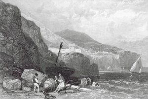 Vico, Neapelbukten, Italien (gravyr) av James Duffield Harding