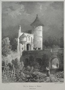 Pittoreska och romantiska resor i det antika Frankrike. Franche-Comté: Utsikt över slottet Frasne av James Duffield Harding