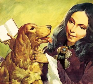 Elizabeth Barrett Browning och hennes cockerspaniel Flush av James Edwin McConnell