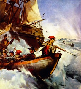 William Scoresby, bondeson från Yorkshire, fann spänning på sina valfångstresor (färglitografi) av James Edwin McConnell