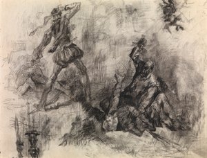 Don Quijote (krita & svart krita på papper) av James Ensor