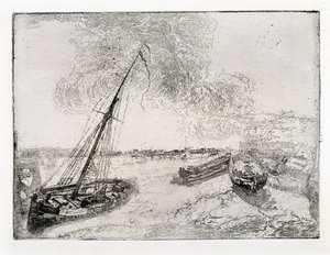 Strandade pråmar av James Ensor