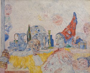 Pierrot som skelett i en gul toga av James Ensor