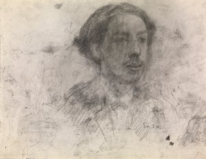 Självporträtt (conte på papper) av James Ensor