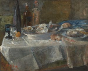 Stilleben med ostron (ljusstudie) av James Ensor