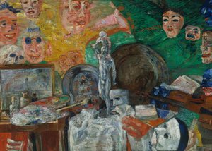 Stilleben i studion eller Attributes of the Arts av James Ensor