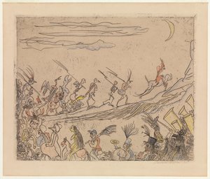 Den infernaliska kortegen, ca 1887 (etsning) av James Ensor