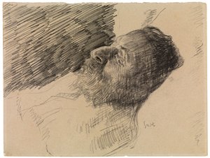 Konstnärens far i döden (krita på papper) av James Ensor