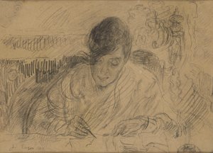 Kvinna som skriver ett brev (Ensors syster) av James Ensor