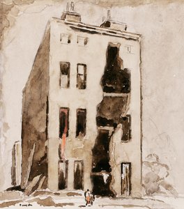 Ruined House (bläck och wc på papper)