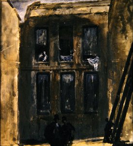 Gatubild, ca 1910 (gouache på papper)