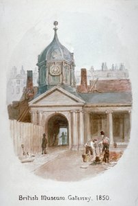 Porten till det gamla British Museum Montague House, Bloomsbury, London, 1850.