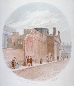 Del av en vägg i det gamla British Museum, Bloomsbury, London, 1850