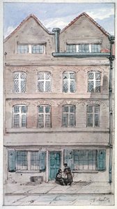 Utsikt över Blackhorse Alley nr 2, Fleet Street, City of London, 1850