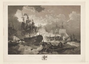 Slag bij Kamperduin, 1797 Segern som erhölls över den holländska flottan av den brittiska skvadronen i Nordsjön under befäl av amiral Duncan under aktionen den 11 oktober 1797 (titel på objekt)