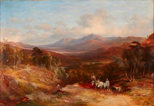 Lochnagar ser upp Glen Gelder (olja på duk)