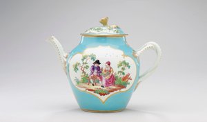 Worcester tekanna och lock, ca 1770