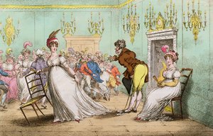 A Broad Hint of Not Meaning to Dance, utgiven av Hannah Humphrey 1804 (handkolorerad etsning)