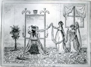En dam som tar på sig hatten, 1795 av James Gillray