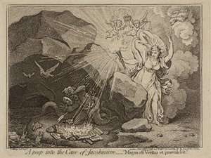 A Peep into the Cave of Jacobinism, or The Great Truth Will Prevail, 1798 (etsat på papper) av James Gillray