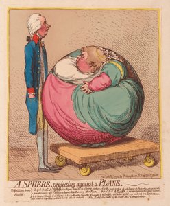 En sfär som projicerar mot ett plan, pub. 1792 (handfärgad gravyr)