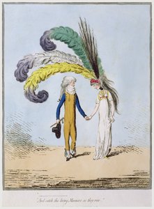"And catch the living Manners as they rise", utgiven av Hannah Humphrey (handkolorerad etsning) av James Gillray