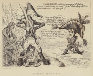 Beväpnade hjältar: Storbritanniens premiärminister Henry Addington konfronterar Napoleon och hotet om en fransk invasion, 1803 av James Gillray