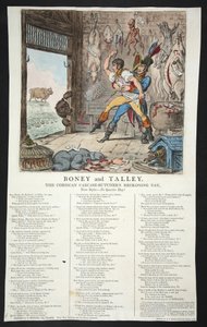 Boney och Talley, The Corsican Carcase-Butchers Accounting Day - No Quarter Day!, pb. 1803 (handfärgad gravyr)