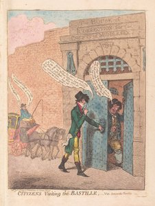 Medborgare som besöker Bastille, pub. 1799 (handfärgad gravyr)