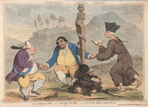 Koalitionsdans, pub. 1785 (handfärgad gravyr) av James Gillray