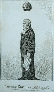 Rådgivare Vem - i.s. little i myself i, publicerad av J. Wright 1798 (etsning) av James Gillray